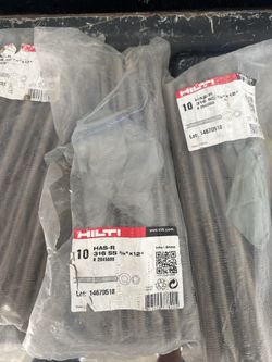 le: Hilti HAS-R 316 Stainless Steel Anchor Rods 5/8” x 12” (10 Pack) – NEW