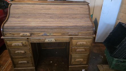 Roll Top Oak Desk