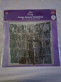 Fringe banner backdrop Silver 5pc per pk