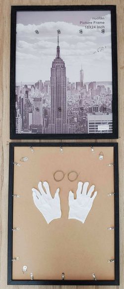 Set of 2 Dark Grey Wood Pattern Picture Frames | Vintage Aged Look | For Family Portraits, Artwork, Posters | Plexiglass| Wall Decor Marcos de foto