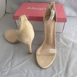 New In Box Allegra K Women's Open Toe Clear Ankle Strap Stiletto Heel Sandals