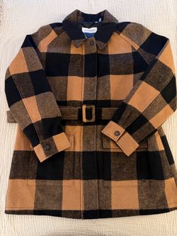 Calvin Klein Plaid Wool Belted Coat