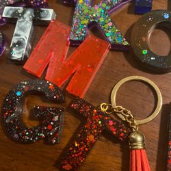 Keychain letters/tassles