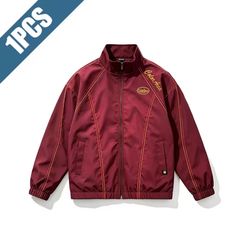 Color Area Track Jacket in Burgundy