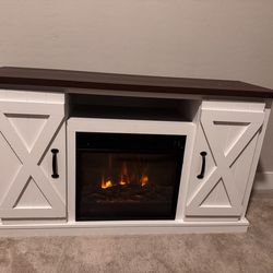 Farmhouse style tv stand with fireplace