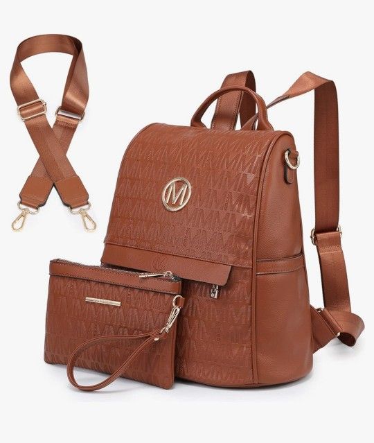 NEW MKP Purse/Backpack w/Multi Pockets and wristlet
, Anti-Theft 2Pcs