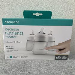 Nanobebe 9oz Bottles NEW 3ct And Flexy Bottle Handle Set