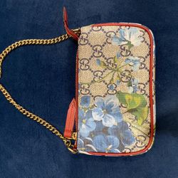 Gucci Chain Pochette Blooms Print GG Coated Canvas