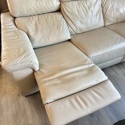 High-End Leather Power Sofa w/ Dual Recliners & Headrests