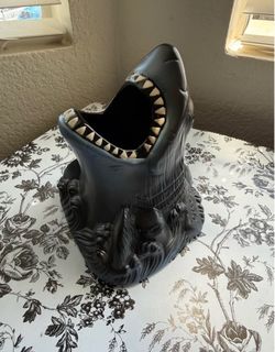 Matte Black Shark Ceramic Vase