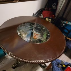 Metal Framed Dining Table With Glass Middle