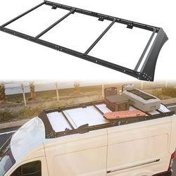 Camper Van Roof Rack Fit for Ford Transit 148"WB Low/Mid/High Roof, Low Profile Aluminum Rack with Wind Fairing, T-Slot Crossbars for Solar Panels, Aw