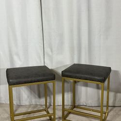 24” Square Stools With Golden Frame (2)