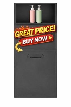 Recessed Bathroom Trash Can Cabinet 4 Gal Hidden Bin Stainless Steel Black New