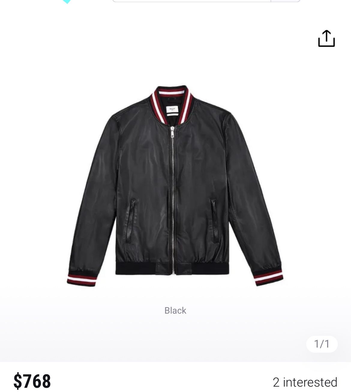 Bally Leather Striped Bomber Jacket Size Large 42