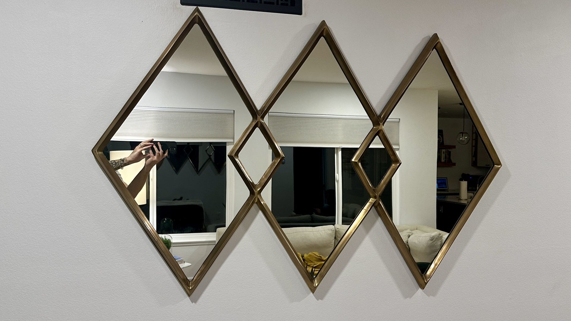 West Elm Overlapping Diamonds Metal Wall Mirror - 54"W x 36"H