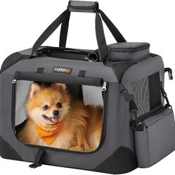 Foldable Canvas 20" x 14" x 14" dog carrier is ideal for pets up to 15 lb. Recommended breeds: cats, Yorkshire Terriers, Pomeranias,
