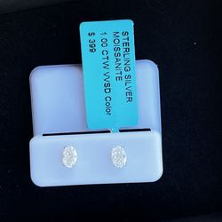 Silver + Moissanite Stud Earrings