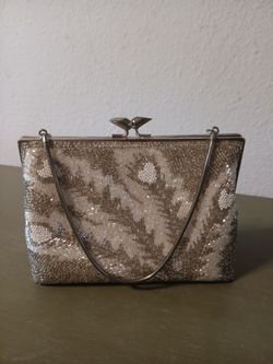 Silver & White Beaded Handbag