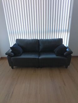 Black Faux Leather Couch