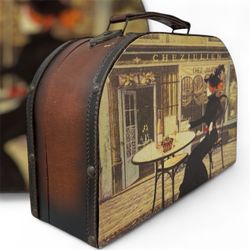 Vintage Decorative Suitcase Box Parisian Café Chez Julien Retro Storage