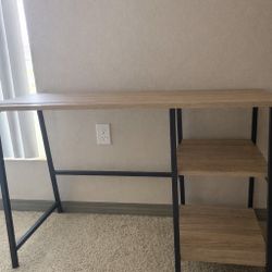 Urban Outfitters Modern Wood & Metal Writing Desk with Shelves