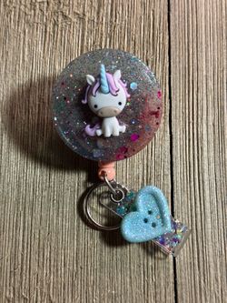 Unicorn Glitter Retractable Badge Reel
