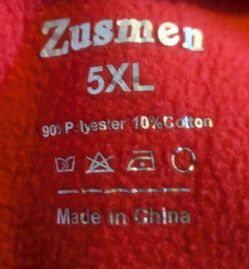 Zusmen Red Fleece Top Size 5XL