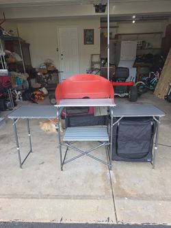 Folding Camp Kitchen Station with Storage