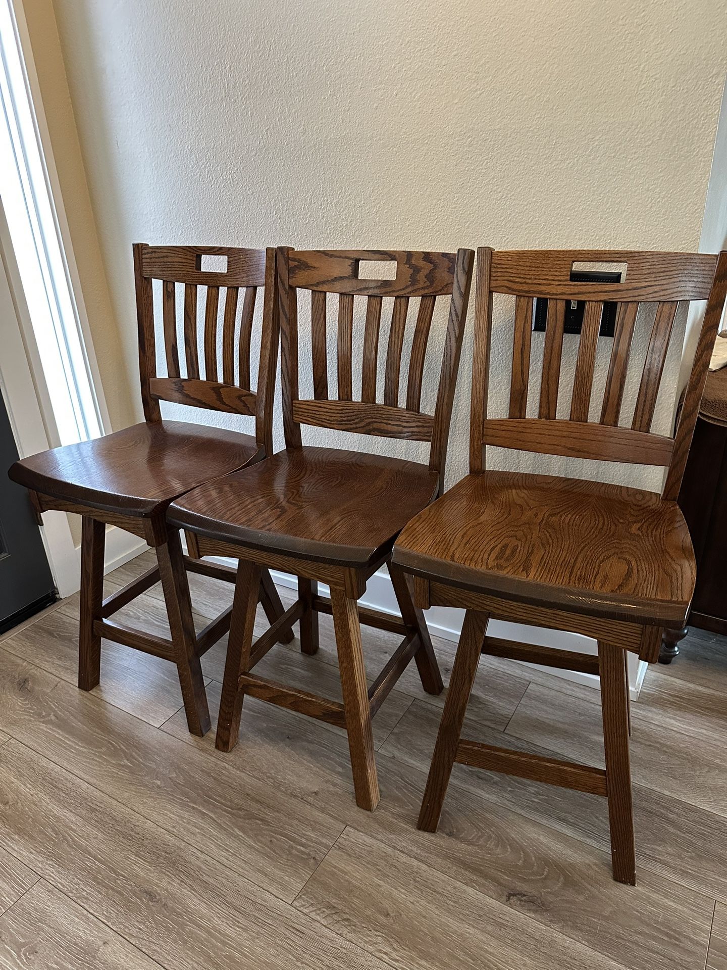 Solid Oak Counter Height Chairs