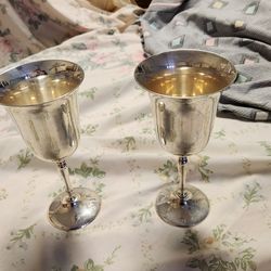 Vintage Leonard Wine Goblets Silverplate