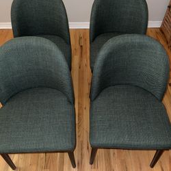 Green Upholstered Chairs (Set of 4)