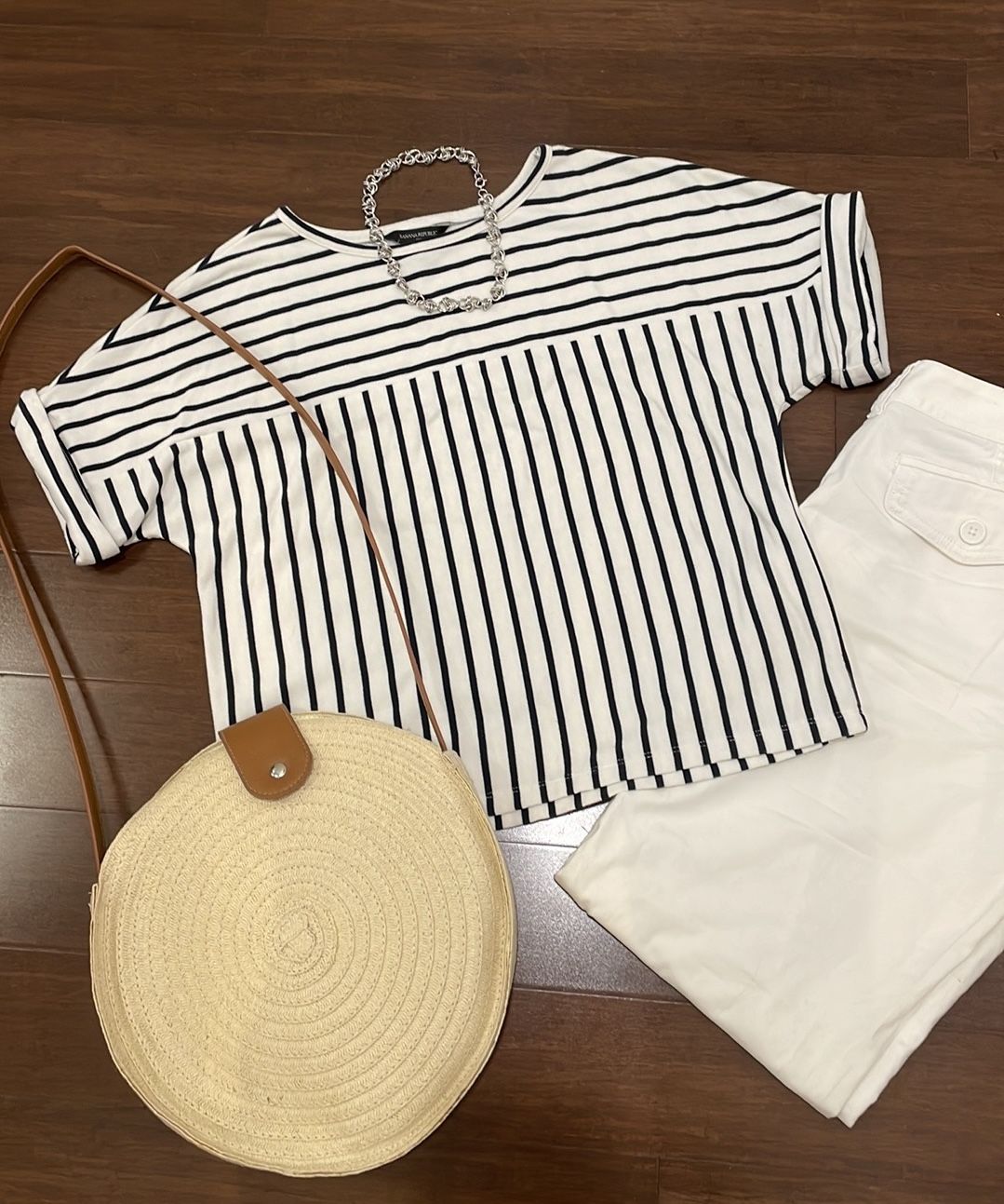 Banana Republic White Black Striped Top