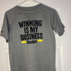 Steelers “Winning Is My Business” Combine Authentic Under Armour Gray T-Shirt Youth Large