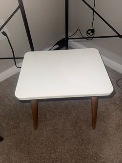 White side table, small living room, modern accent table