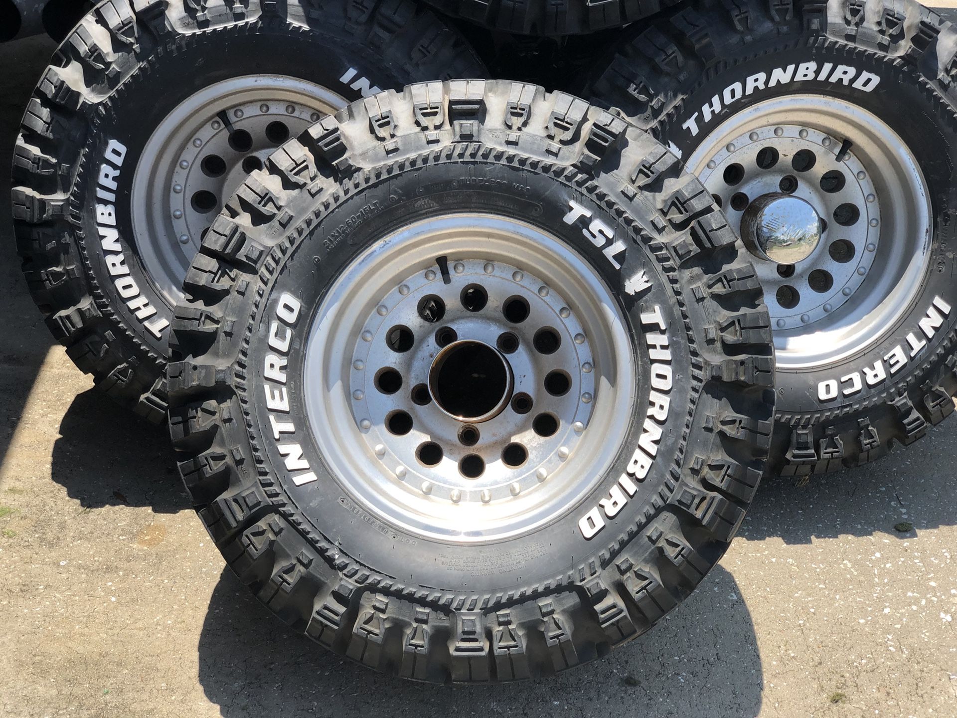 32x12.5x15 mud tires. All hold air $350