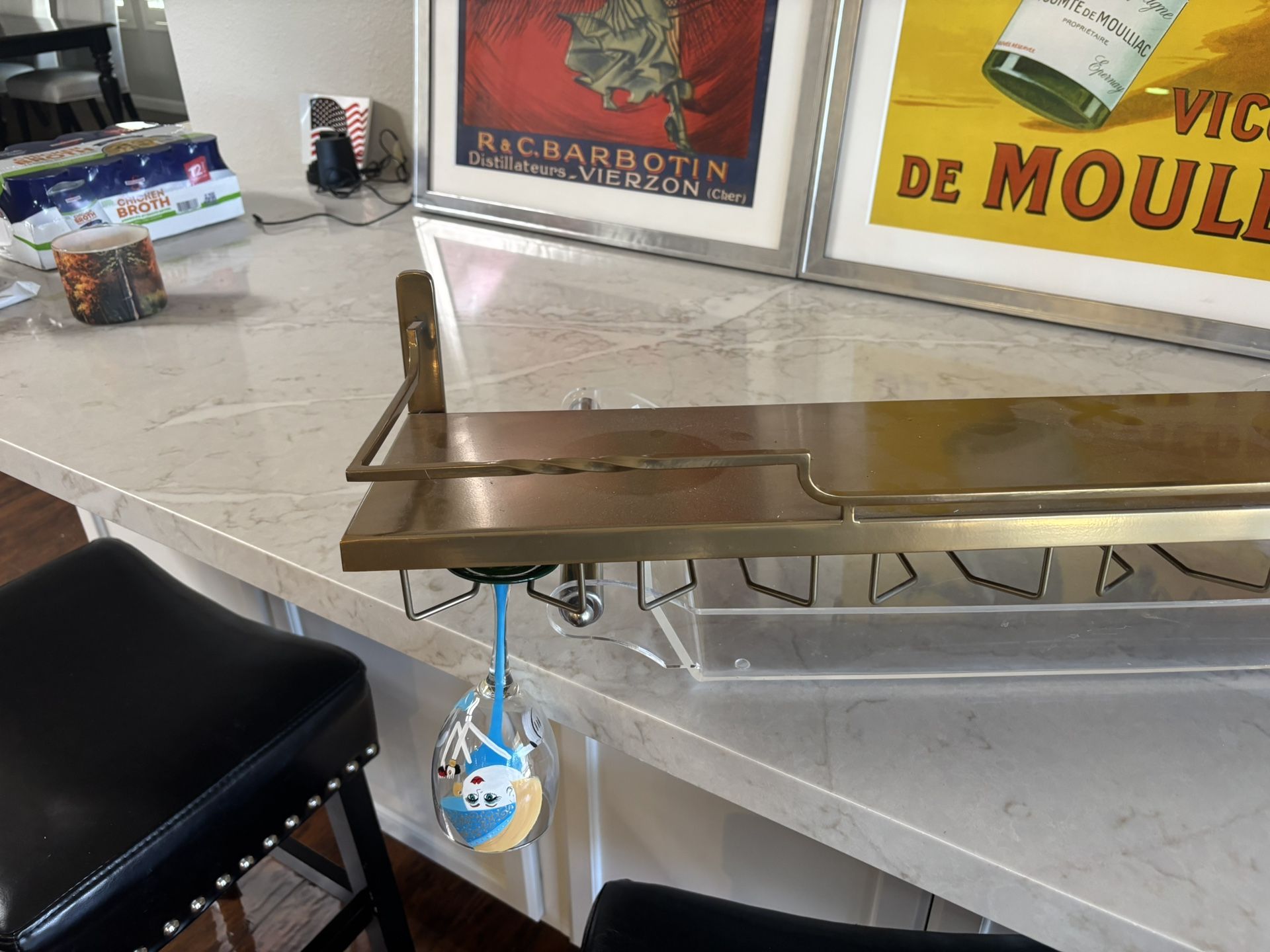 Brass Wine Glass  rack & shelf