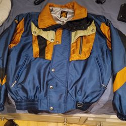 VTG DESCENTE 90'S BLUE/YELLOW SKI JACKET WATERPROOF  MADE IN HONG KONG SZ Large