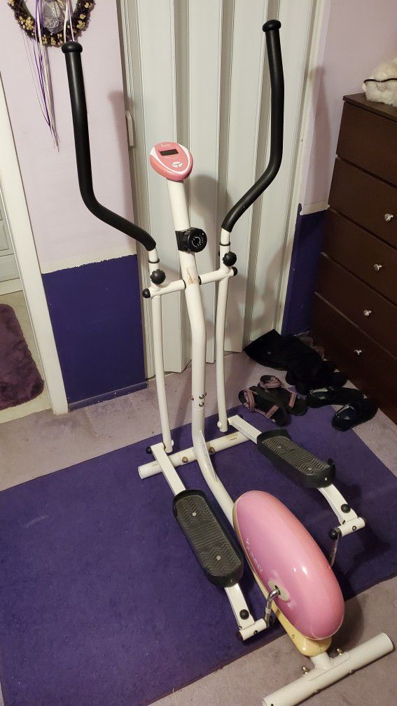 Pink Magnetic Elliptical Trainer  w/ LCD Monitor