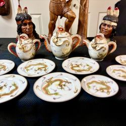 Rare Gorgeous Antique Moriage Dragon Ware Dragonware Teapot Japan - 11 Pcs