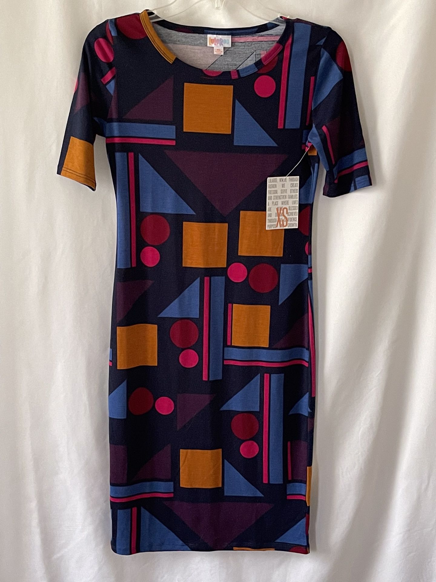 LuLaRoe Dress XS Julia Form Fitting Mid Length Sleeves Knee Length New With Tags