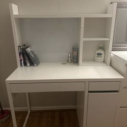 White Micke Ikea Desk w/ Hatch