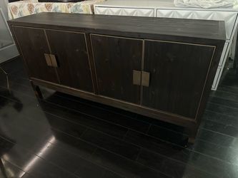 Dark Wood Sideboard with Gold Hardware