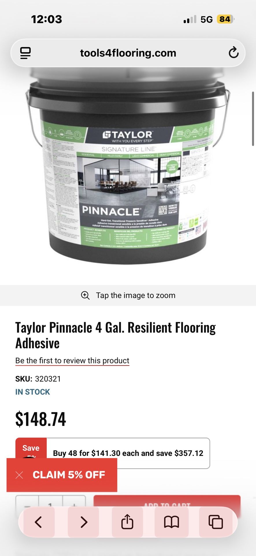 Pinnacle (2091) es un adhesivo transicional premium sensible a la presión, comúnmente utilizado para la instalación de baldosas y lamas de vinilo de l