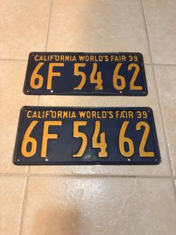 Vintage Worlds Fair 1939 License Plateso