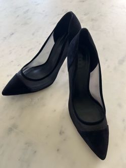 Sandro Annie Black Suede & Mesh Heels - EU 39 - Excellent Condition