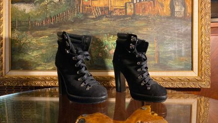 Coach Black Leather Heeled Boots