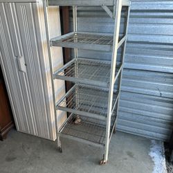 Vintage Heavy Duty Aluminum Storage Rack With Metal Shelving