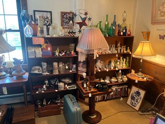 Vintage rustic style Floor lamp with table attached