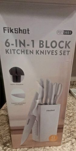 FikShot 6-in-1 Block Kitchen Knives Set
